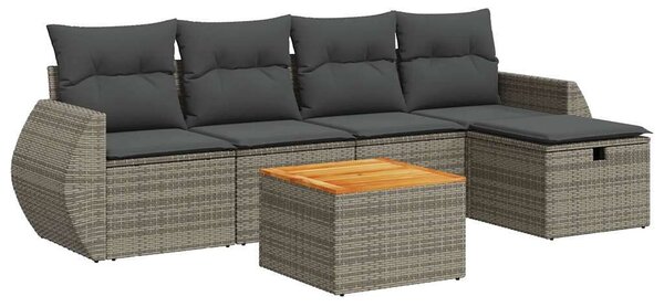 VidaXL Polyrattan Kerti Ülőgarnitúra - 6 részes - Szürke