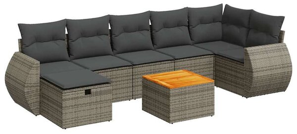 VidaXL Polyrattan Kerti Ülőgarnitúra - 8 részes - Szürke