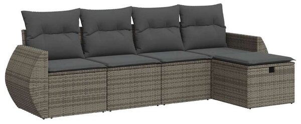 VidaXL 5 részes szürke polyrattan kerti garnitúra