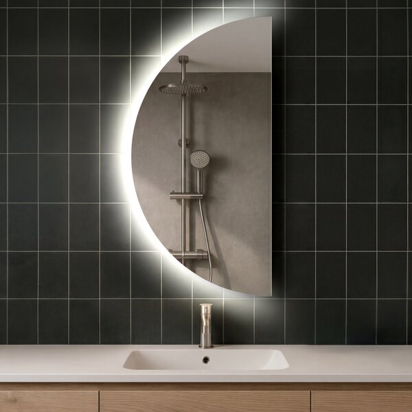 80x160 Elegáns LED Félkör alakú Tükör - Fürdőszobába D221 | bal