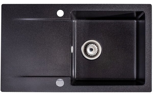 SINK Quality Mosogató Quality Ferrum, konyhai gránit mosogató 770x450x190 mm + szifon, fekete foltos-BROCADE, SKQ-FER.B.1KDO.X