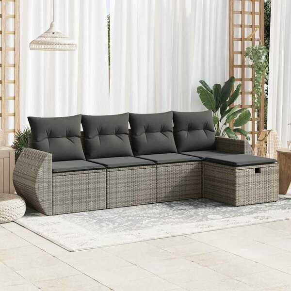 VidaXL 5 részes szürke polyrattan kerti garnitúra