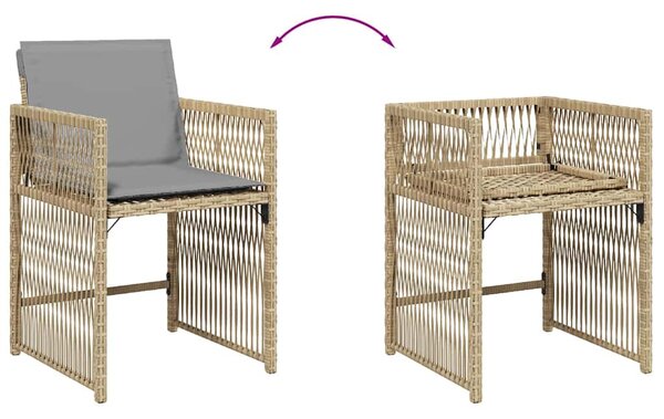 4 db vegyes bézs polyrattan kerti szék párnával