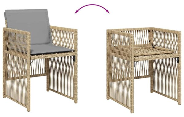 4 db vegyes bézs polyrattan kerti szék párnával