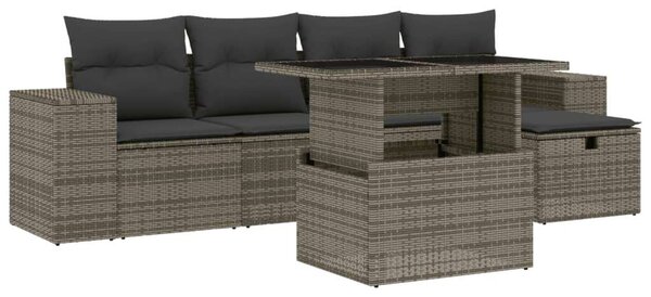 VidaXL Polyrattan Kerti Ülőgarnitúra - 6 részes - Szürke