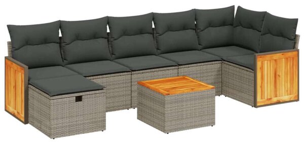 Polyrattan Kerti Ülőgarnitúra - 8 részes - Szürke