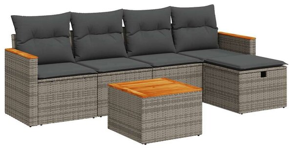 VidaXL Polyrattan Kerti Ülőgarnitúra - 6 részes - Szürke