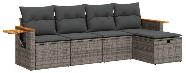 VidaXL Polyrattan Kerti Ülőgarnitúra - 5 részes - Szürke