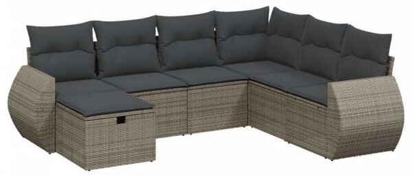 VidaXL Polyrattan Kerti Ülőgarnitúra - 7 részes - Szürke
