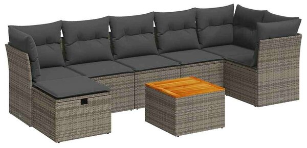 VidaXL Polyrattan Kerti Ülőgarnitúra - 8 részes - Szürke