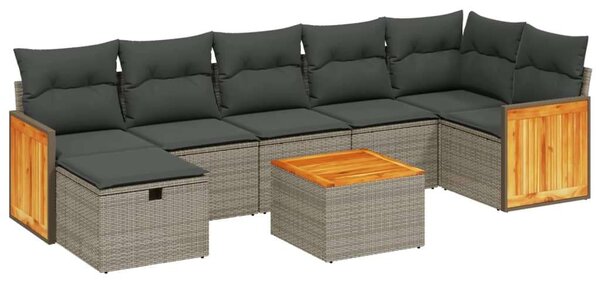 Polyrattan Kerti Ülőgarnitúra - 8 részes - Szürke