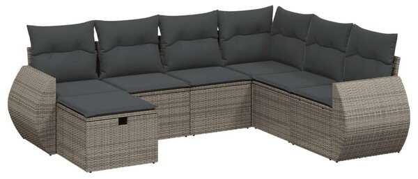 VidaXL Polyrattan Kerti Ülőgarnitúra - 7 részes - Szürke