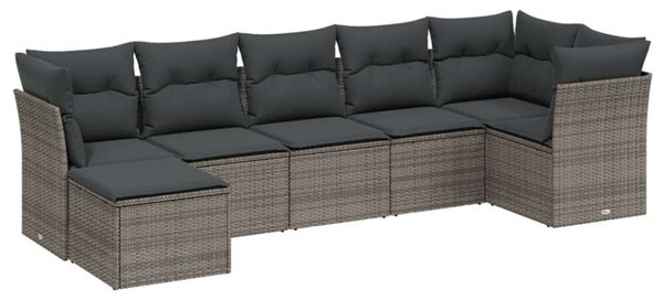 VidaXL Polyrattan Kerti Ülőgarnitúra - 7 részes, Szürke