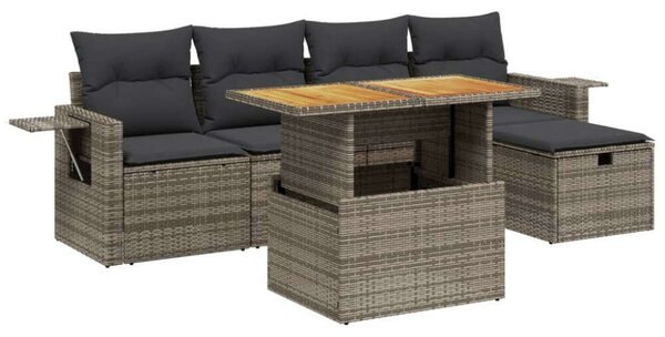 VidaXL Polyrattan Kerti Ülőgarnitúra - 6 részes - Szürke