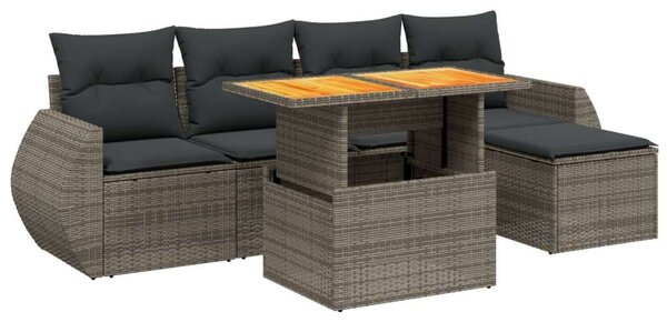 VidaXL Polyrattan Kerti Ülőgarnitúra - 6 Részes - Szürke