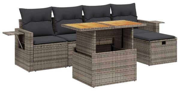 VidaXL Polyrattan Kerti Ülőgarnitúra - 6 részes - Szürke