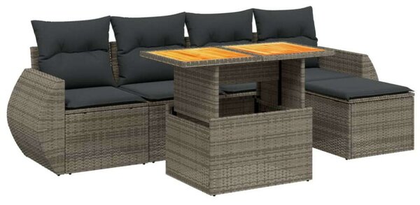 VidaXL Polyrattan Kerti Ülőgarnitúra - 6 Részes - Szürke