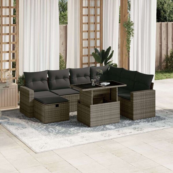 VidaXL Polyrattan Kerti Ülőgarnitúra - 8 részes - Szürke