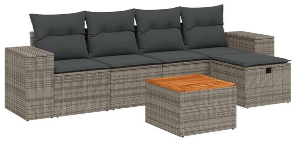 Polyrattan Kerti Ülőgarnitúra - 6 részes - Szürke