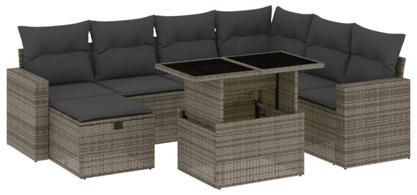VidaXL Polyrattan Kerti Ülőgarnitúra - 8 részes - Szürke