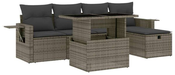 VidaXL Polyrattan Kerti Ülőgarnitúra - 6 részes - Szürke