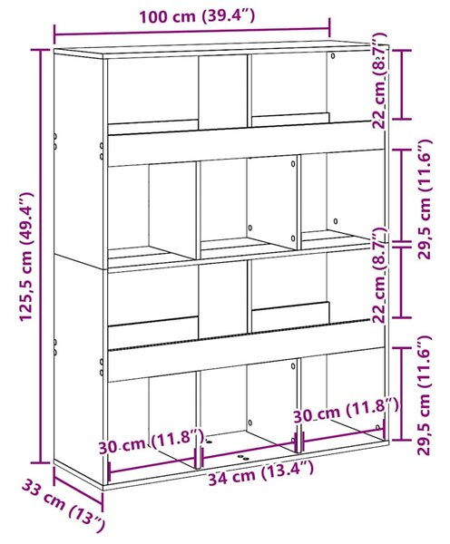 Fekete szerelt fa térelválasztó 100 x 33 x 125,5 cm