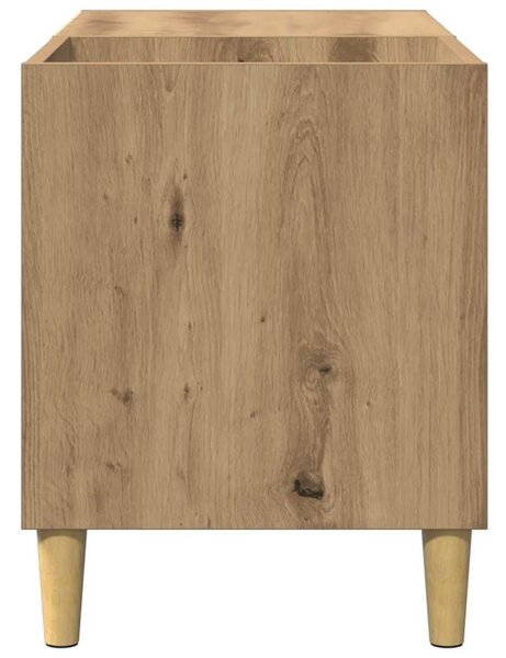 Kézműves tölgy színű szerelt fa hanglemezszekrény 84,5x38x48 cm