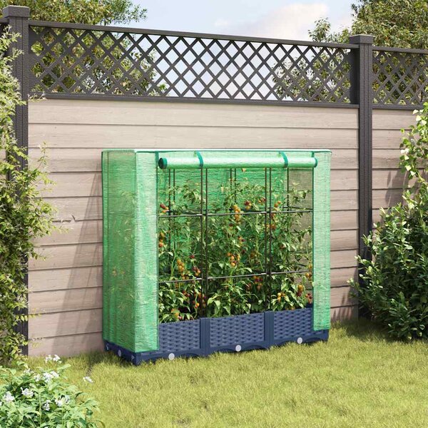 Rattan hatású magaságyás üvegháztakaróval 120 x 40 x 123 cm