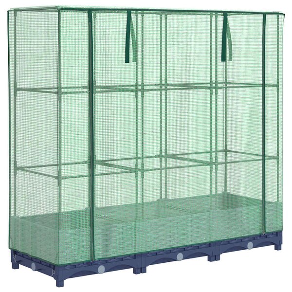 Rattan hatású magaságyás üvegháztakaróval 120 x 40 x 123 cm