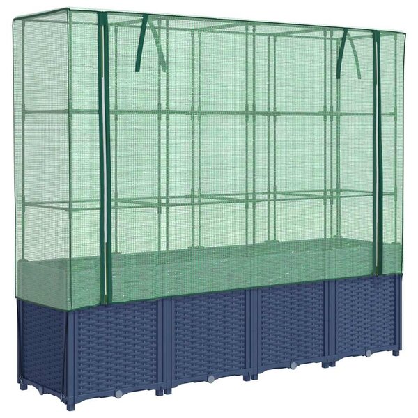 Rattan hatású magaságyás üvegháztakaróval 160 x 40 x 153 cm