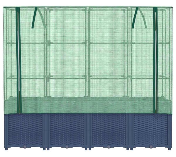 Rattan hatású magaságyás üvegháztakaróval 160 x 40 x 153 cm