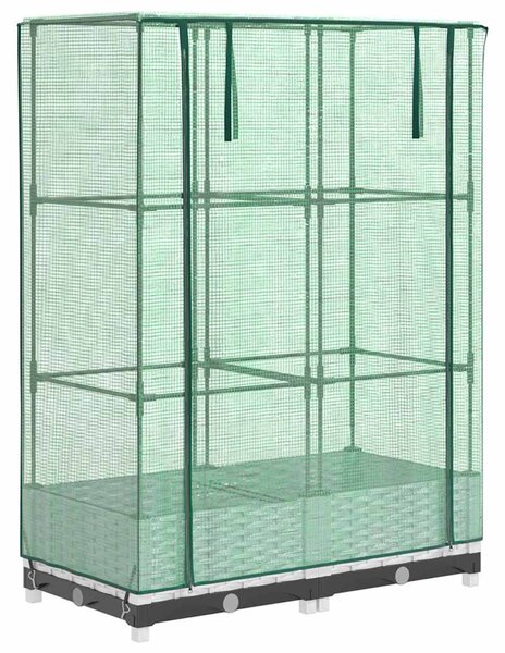 Rattan megjelenésű magaságyás melegháztakaróval 80x40x123 cm