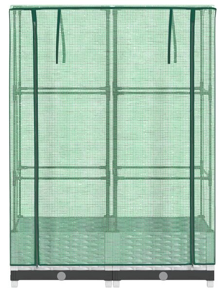 Rattan megjelenésű magaságyás melegháztakaróval 80x40x123 cm