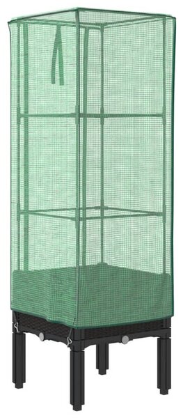 Rattan megjelenésű magaságyás melegháztakaróval 40x40x140 cm