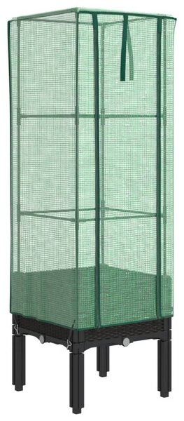 Rattan megjelenésű magaságyás melegháztakaróval 40x40x140 cm