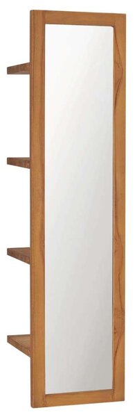 VidaXL tömör tíkfa fali tükör polcokkal 30 x 30 x 120 cm