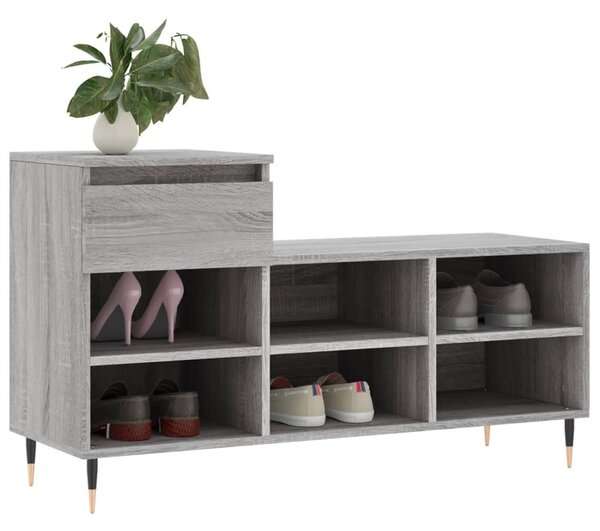 Szürke sonoma színű szerelt fa cipősszekrény 102x36x60 cm