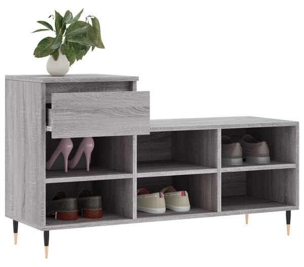 Szürke sonoma színű szerelt fa cipősszekrény 102x36x60 cm