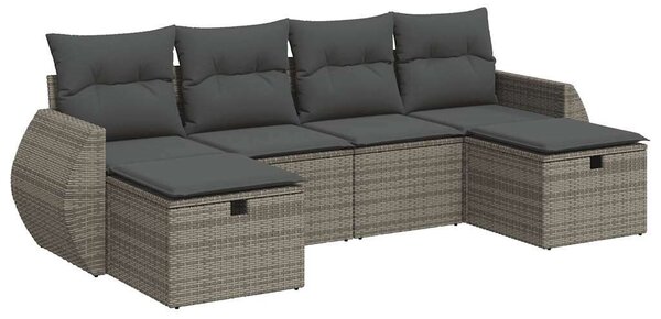 VidaXL Polyrattan Kerti Ülőgarnitúra - 6 részes - Szürke