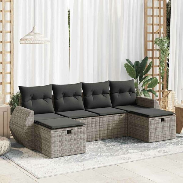 VidaXL Polyrattan Kerti Ülőgarnitúra - 6 részes - Szürke