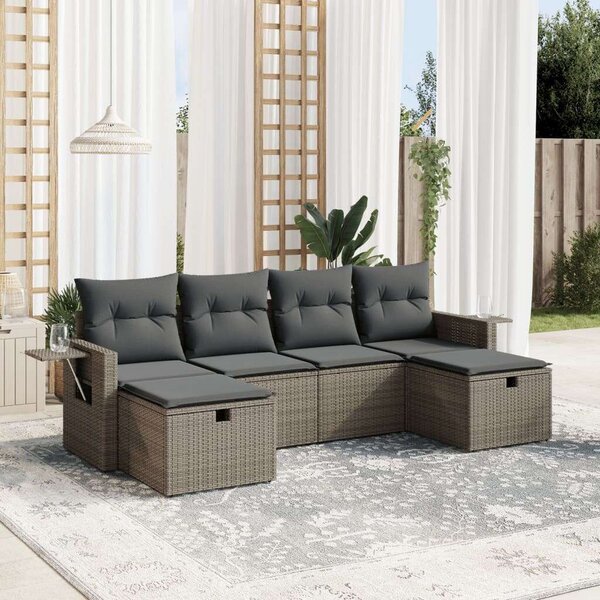 VidaXL Polyrattan Kerti Ülőgarnitúra - 6 részes - Szürke
