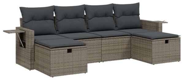 VidaXL Polyrattan Kerti Ülőgarnitúra - 6 részes - Szürke