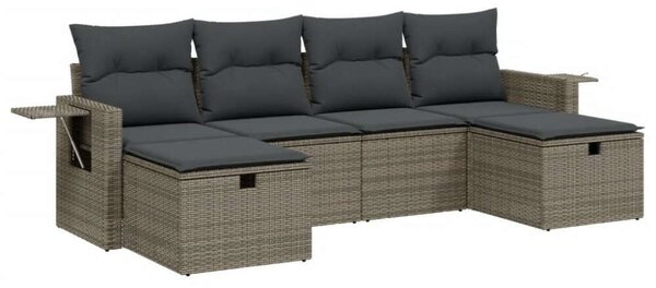 VidaXL Polyrattan Kerti Ülőgarnitúra - 6 részes - Szürke