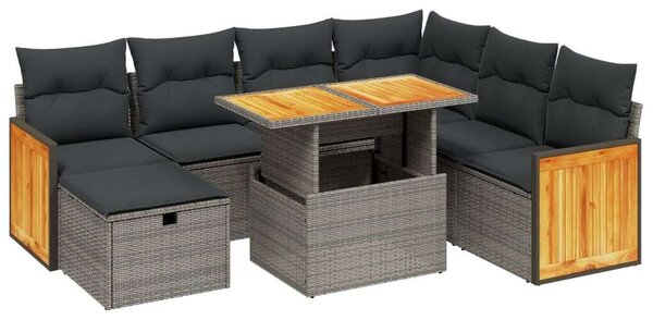 VidaXL Polyrattan Kerti Ülőgarnitúra - 8 részes - Szürke