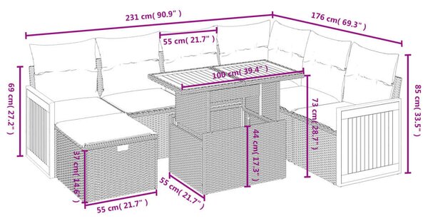 VidaXL Polyrattan Kerti Ülőgarnitúra - 8 részes - Szürke