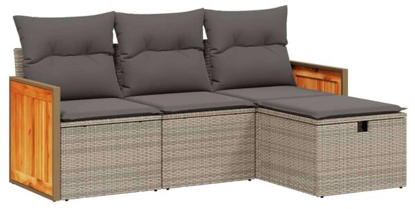VidaXL Polyrattan Kerti Ülőgarnitúra - 4 Részes - Szürke