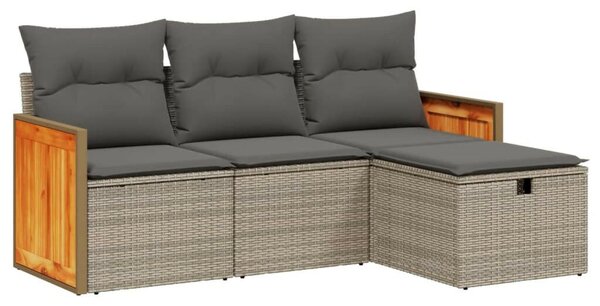 VidaXL Polyrattan Kerti Ülőgarnitúra - 4 Részes - Szürke
