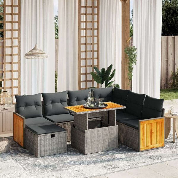 VidaXL Polyrattan Kerti Ülőgarnitúra - 8 részes - Szürke
