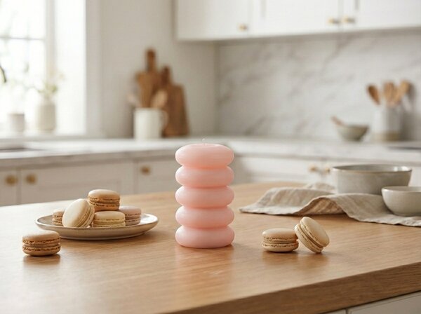 Oszlopos gyertya MACARON 11,5 cm rózsaszín