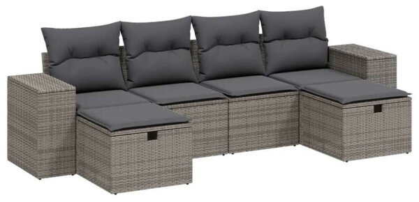Polyrattan Kerti Ülőgarnitúra - 6 részes - Szürke